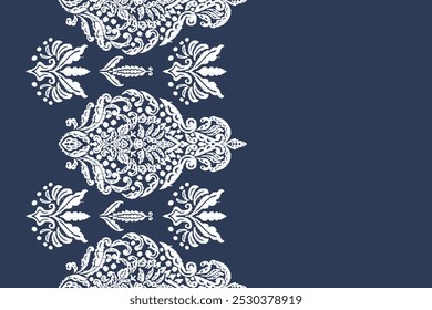 Motifs African boho paisley Floral Ikat seamless pattern embroidery border. Ethnic ikat floral Ethnic Indian Pattern Ikat pattern Ethnic Pattern.Border floral Aztec embroidery border seamless patterns