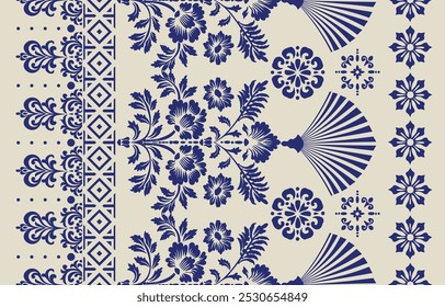 Motivos Africano boho paisley Floral Ikat padrão bordado fronteira. Etnia ikat floral padrão étnico indiano padrão Ikat Padrão étnico.Borda floral indiano bordado asteca borda sem costura padrões.