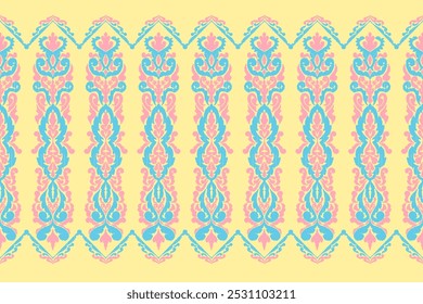 Motifs African boho paisley Floral Ikat seamless pattern embroidery border. Ethnic ikat floral Ethnic Indian Pattern Ikat pattern Ethnic Pattern.Border floral Aztec embroidery border seamless patterns