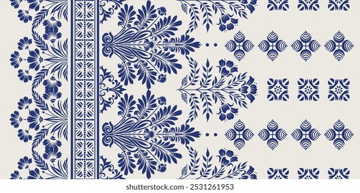 Motivos Africano boho paisley Floral Ikat padrão bordado fronteira. Etnia ikat floral padrão étnico indiano padrão Ikat Padrão étnico.Borda floral indiano bordado asteca borda sem costura padrões.