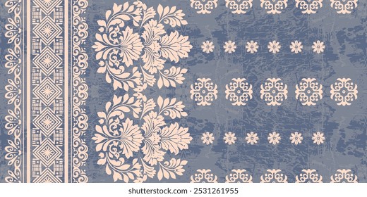 Motivos Africano boho paisley Floral Ikat padrão bordado fronteira. Etnia ikat floral padrão étnico indiano padrão Ikat Padrão étnico.Borda floral indiano bordado asteca borda sem costura padrões.