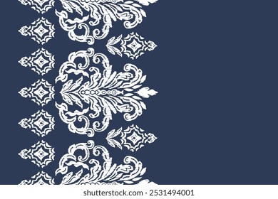 Motivos Africano boho paisley Floral Ikat sem costura padrão bordado fronteira. Etnia ikat floral Padrão étnico indiano padrão Ikat Padrão étnico.Borda floral bordado asteca bordado padrões sem costura