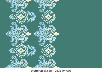 Motifs African boho paisley Floral Ikat seamless pattern embroidery border. Ethnic ikat floral Ethnic Indian Pattern Ikat pattern Ethnic Pattern.Border floral Aztec embroidery border seamless patterns