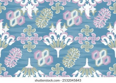 Motivos Africano boho paisley Floral Ikat padrão bordado fronteira. Etnia ikat floral padrão étnico indiano padrão Ikat Padrão étnico.Borda floral indiano bordado asteca borda sem costura padrões.