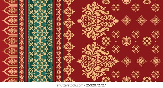 Motivos Africano boho paisley Floral Ikat padrão bordado fronteira. Etnia ikat floral padrão étnico indiano padrão Ikat Padrão étnico.Borda floral indiano bordado asteca borda sem costura padrões.