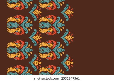 Motifs African boho paisley Floral Ikat seamless pattern embroidery border. Ethnic ikat floral Ethnic Indian Pattern Ikat pattern Ethnic Pattern.Border floral Aztec embroidery border seamless patterns