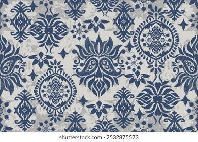 Motivos Boho africano paisley Floral Ikat patrón bordado frontera. Patrón étnico de Ikat Patrón étnico de Ikat Patrón étnico. Frontera floral india bordado azteca patrones sin costuras.