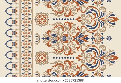 Motifs African boho paisley Floral Ikat pattern embroidery border. Ethnic ikat floral Ethnic Indian Pattern Ikat pattern Ethnic Pattern.Border indian floral Aztec embroidery border seamless patterns.