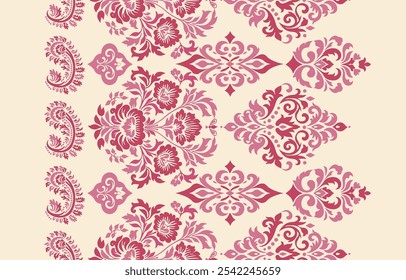 Motivos Africano boho paisley Floral Ikat padrão bordado fronteira. Etnia ikat floral padrão étnico indiano padrão Ikat Padrão étnico.Borda floral indiano bordado asteca borda sem costura padrões.