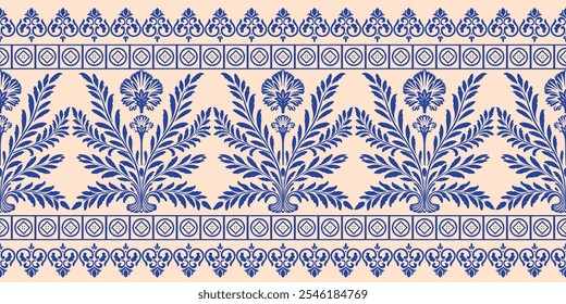 Motivos Africano boho paisley Floral Ikat padrão bordado fronteira. Etnia ikat floral padrão étnico indiano padrão Ikat Padrão étnico.Borda floral indiano bordado asteca borda sem costura padrões.