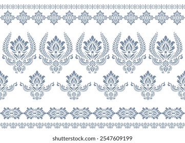 Motifs African boho paisley Floral Ikat pattern embroidery border. Ethnic ikat floral Ethnic Indian Pattern Ikat pattern Ethnic Pattern. Border Indian floral Aztec embroidery border seamless patterns.