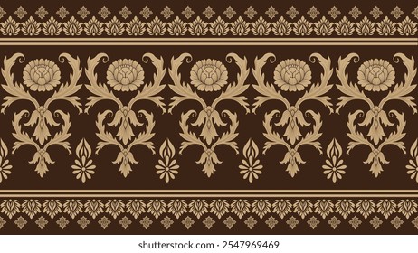 Motivos Africano boho paisley Floral Ikat padrão bordado fronteira. Etnia ikat floral Padrão étnico indiano padrão Ikat Padrão étnico. Borda indiana floral Aztec bordados fronteira sem costura padrões.