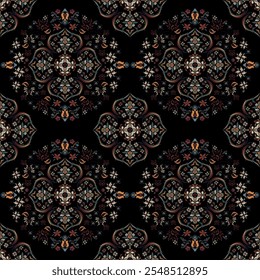 Motifs African boho paisley Floral Ikat pattern embroidery border. Ethnic ikat floral Ethnic Indian Pattern Ikat pattern Ethnic Pattern.Border indian floral Aztec embroidery border seamless patterns.