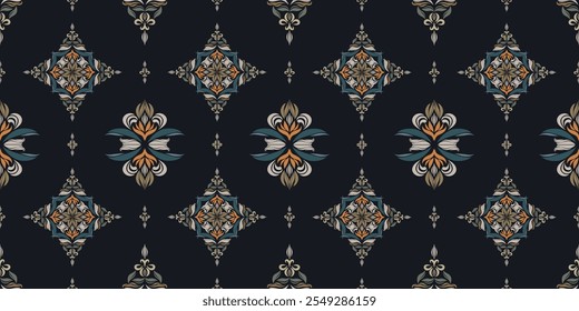 Motifs African boho paisley Floral Ikat pattern embroidery border. Ethnic ikat floral Ethnic Indian Pattern Ikat pattern Ethnic Pattern.Border indian floral Aztec embroidery border seamless patterns.