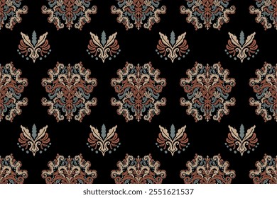 Motifs African boho paisley Floral Ikat seamless pattern embroidery border. Ethnic ikat floral Ethnic Indian Pattern Ikat pattern Ethnic Pattern.Border floral Aztec embroidery border seamless patterns
