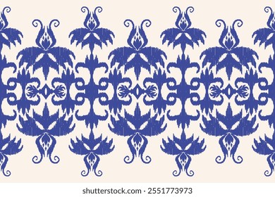 Motivos Africano boho paisley Floral Ikat padrão bordado fronteira. Etnia ikat floral padrão étnico indiano padrão Ikat Padrão étnico.Borda floral indiano bordado asteca borda sem costura padrões.