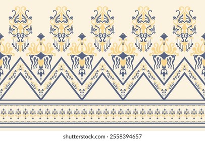 Motifs African boho paisley Floral Ikat pattern embroidery border. Ethnic ikat floral Ethnic Indian Pattern Ikat pattern Ethnic Pattern.Border indian floral Aztec embroidery border seamless patterns.