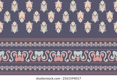 Motifs African boho paisley Floral Ikat pattern embroidery border. Ethnic ikat floral Ethnic Indian Pattern Ikat pattern Ethnic Pattern.Border indian floral Aztec embroidery border seamless patterns.