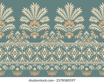 Motifs African boho paisley Floral Ikat pattern embroidery border. Ethnic ikat floral Ethnic Indian Pattern Ikat pattern Ethnic Pattern.Border indian floral Aztec embroidery border seamless patterns.