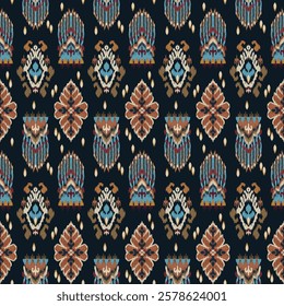 Motifs African boho paisley Floral Ikat pattern embroidery border. Ethnic ikat floral Ethnic Indian Pattern Ikat pattern Ethnic Pattern.Border indian floral Aztec embroidery border seamless patterns.