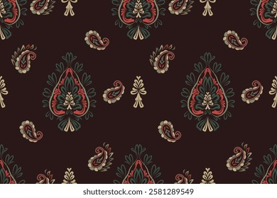 Motifs African boho paisley Floral Ikat pattern embroidery border. Ethnic ikat floral Ethnic Indian Pattern Ikat pattern Ethnic Pattern.Border indian floral Aztec embroidery border seamless patterns.