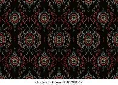 Motifs African boho paisley Floral Ikat pattern embroidery border. Ethnic ikat floral Ethnic Indian Pattern Ikat pattern Ethnic Pattern.Border indian floral Aztec embroidery border seamless patterns.