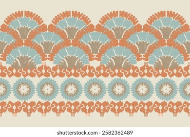 Motifs African boho paisley Floral Ikat pattern embroidery border. Ethnic ikat floral Aztec Indian Seamless Pattern. Ikat ethnic oriental traditional. Abstract for texture, fabric, clothing,decoration