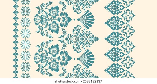 Motifs African boho paisley Floral Ikat pattern embroidery border. Ethnic ikat floral Ethnic Indian Pattern Ikat pattern Ethnic Pattern.Border indian floral Aztec embroidery border seamless patterns.