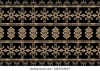 Motifs African boho paisley Floral Ikat pattern embroidery border. Ikat ethnic tribal, boho colors seamless wallpaper.Ethnic Ikat abstract background art. Illustration for texture, fabric, clothing