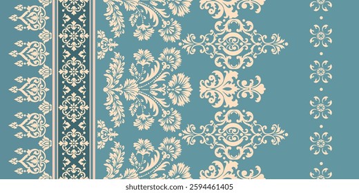 Motifs African boho paisley Floral Ikat pattern embroidery border. Ethnic ikat floral Ethnic Indian Pattern ikat pattern Ethnic Pattern. Border indian floral Aztec embroidery border seamless patterns