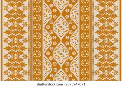 Motifs African boho paisley Floral Ikat pattern embroidery border. Ethnic ikat floral Aztec Indian Seamless Pattern. Ikat ethnic oriental traditional. Abstract for texture, fabric, clothing,decoration