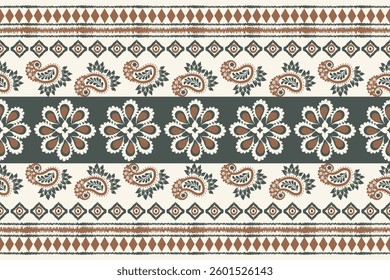 Motifs African boho paisley Floral Ikat pattern embroidery border. Ethnic ikat floral Ethnic Indian Pattern.Border Indian floral Aztec embroidery seamless patterns.Aztec geometric ornament print.