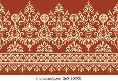 Motifs African boho paisley Floral Ikat pattern embroidery border. Ethnic ikat floral Ethnic Indian Pattern ikat pattern Ethnic Pattern. Border indian floral Aztec embroidery border seamless patterns