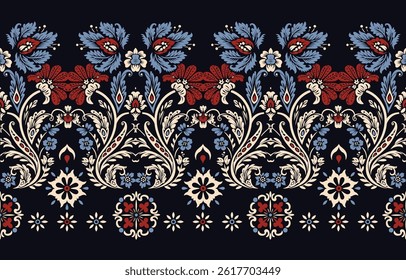 Motifs African boho paisley Floral Ikat pattern embroidery border. Ethnic ikat floral Ethnic Indian Pattern ikat pattern Ethnic Pattern. Border indian floral Aztec embroidery border seamless patterns