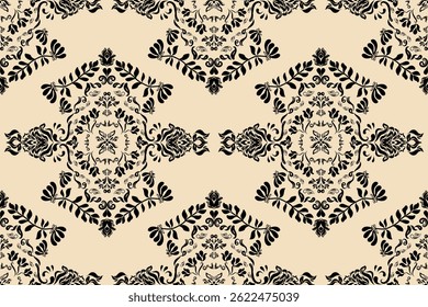 Motivos Africano boho paisley Floral Ikat padrão bordado fronteira. Etnia ikat floral padrão étnico indiano padrão Ikat Padrão étnico.Borda floral indiano bordado asteca borda sem costura padrões.