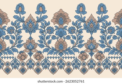Motivos Africano boho paisley Floral Ikat padrão bordado fronteira. Padrão étnico ikat floral Padrão étnico padrão ikat padrão étnico. Bordado floral indiano bordado asteca padrão sem costura fronteira
