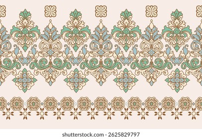 Motifs African boho paisley Floral Ikat pattern embroidery border. Ethnic ikat floral Ethnic Indian Pattern ikat pattern Ethnic Pattern. Border indian floral Aztec embroidery border seamless patterns