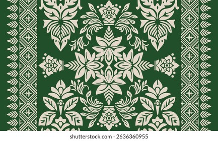 Motifs African boho paisley Floral Ikat pattern embroidery border. Ethnic ikat floral Pattern.Indian Aztec embroidery seamless patterns. Design for texture, fabric, clothing, wrapping, decoration