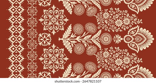 Motifs African boho paisley Floral Ikat pattern embroidery border. Ethnic ikat floral Ethnic Indian Pattern Ikat pattern Ethnic Pattern.Border indian floral Aztec embroidery border seamless patterns