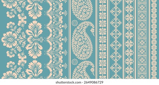 Motifs African boho paisley Floral Ikat pattern embroidery border. Ethnic ikat floral Ethnic Indian Pattern Ikat pattern Ethnic Pattern.Border indian floral Aztec embroidery border seamless patterns=