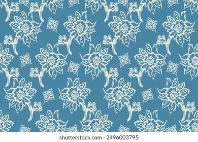 Motifs African paisley boho Floral Ikat seamless pattern embroidery border. Ethnic ikat flower design for Ikat pattern and Ethnic Pattern.Border indian floral Aztec embroidery border patterns.
