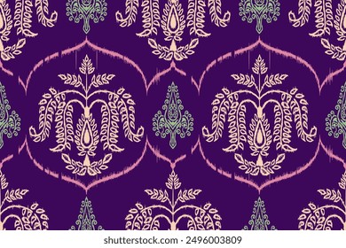 Motifs African paisley boho Floral Ikat seamless pattern embroidery border. Ethnic ikat flower Ethnic orange Pattern Ikat pattern Ethnic Pattern.Border indian floral Aztec embroidery border patterns.