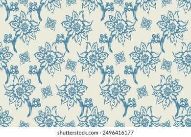 Motifs African paisley boho Floral Ikat seamless pattern embroidery border. Ethnic ikat flower design for Ikat pattern and Ethnic Pattern.Border indian floral Aztec embroidery border patterns.