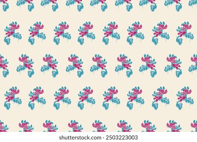 Motifs African paisley boho Floral Ikat seamless pattern embroidery border. Ethnic ikat flower design for Ikat pattern and Ethnic Pattern.Border indian floral Aztec embroidery border patterns.