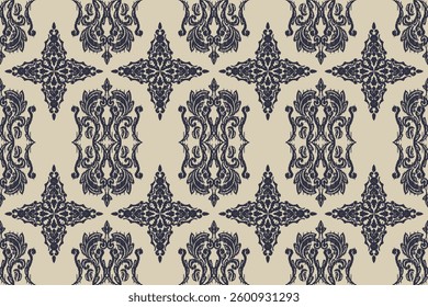 Motifs African paisley boho Floral Ikat seamless pattern embroidery border. Ethnic ikat saree sarong  flower design for Ikat pattern and Ethnic Pattern.Border indian floral Aztec embroidery patterns.