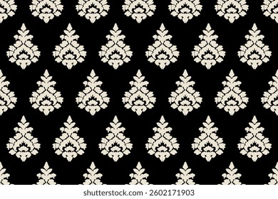 Motifs African paisley boho Floral Ikat seamless pattern embroidery border. Ethnic ikat saree sarong  flower design for Ikat pattern and Ethnic Pattern.Border indian floral Aztec embroidery patterns.