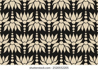 Motifs Ikat floral embroidery background.geometric ethnic oriental pattern traditional.Aztec-style abstract vector illustration. design for texture, fabric, clothing, wrapping, decoration