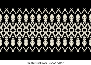 Motifs Ikat floral embroidery.ethnic oriental pattern traditional. Border with Aztec geometric shape background. Tie-dye shibori print with stripes and chevron. Design for texture, fabric, clothing