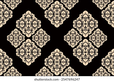 Motifs Ikat floral embroidery.ethnic oriental pattern traditional. Border with Aztec geometric shape background. Tie-dye shibori print with stripes and chevron. Design for texture, fabric, clothing