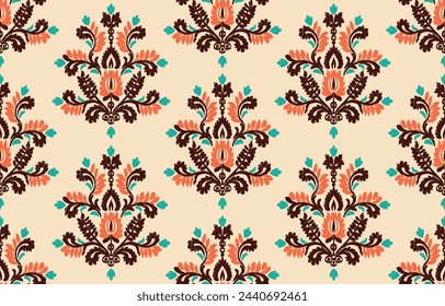 Motifs Ikat floral paisley embroidery on white background.geometric ethnic oriental pattern traditional.Aztec style abstract vector illustration.design for texture,fabric,clothing,wrapping,decoration